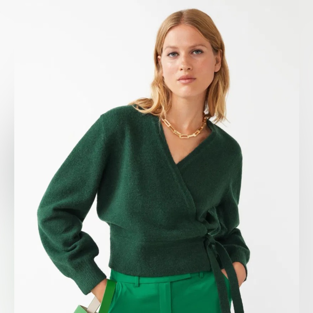& Other Stories Green Wrap Sweater, Size M, Gently Worn